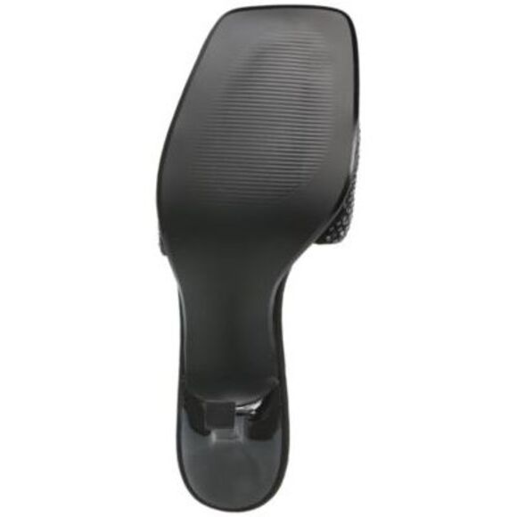 STEVE MADDEN Womens Black Snazzy Square Toe Stiletto Slip On Heeled Sandal 7 M - Picture 4 of 5